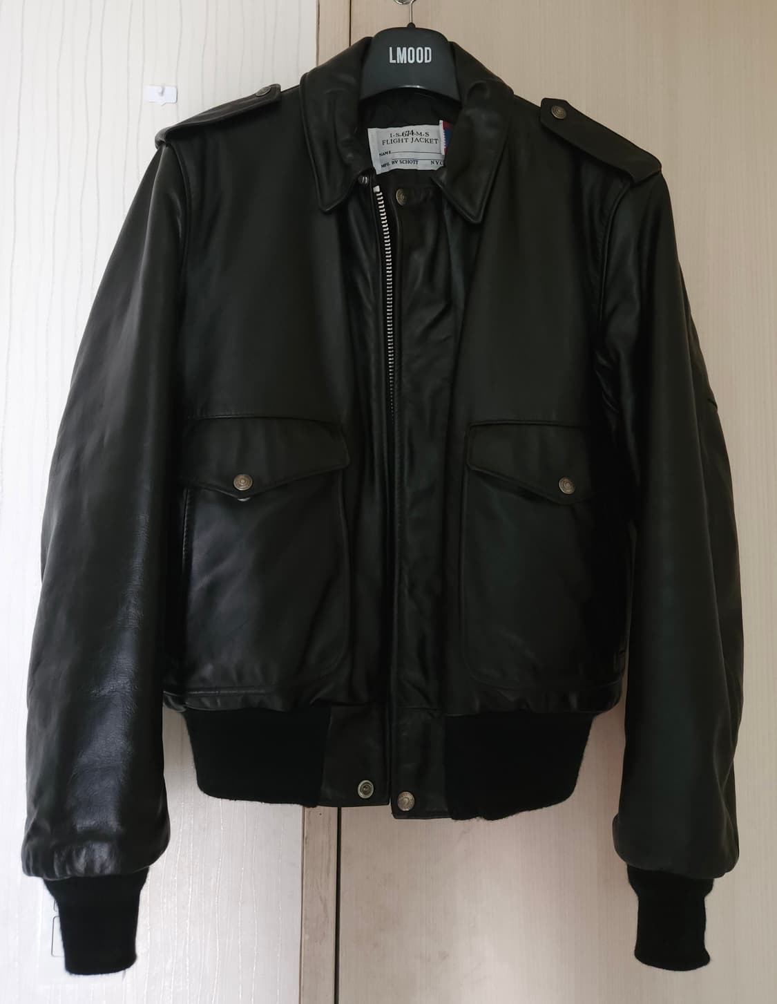 (40) 쇼트 A-2 레더자켓 블랙 상품이미지3