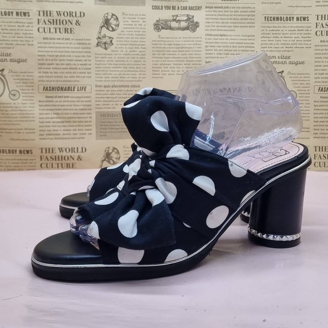 에고이스트 리본 힐 샌들 240 굽8.5 상품이미지1