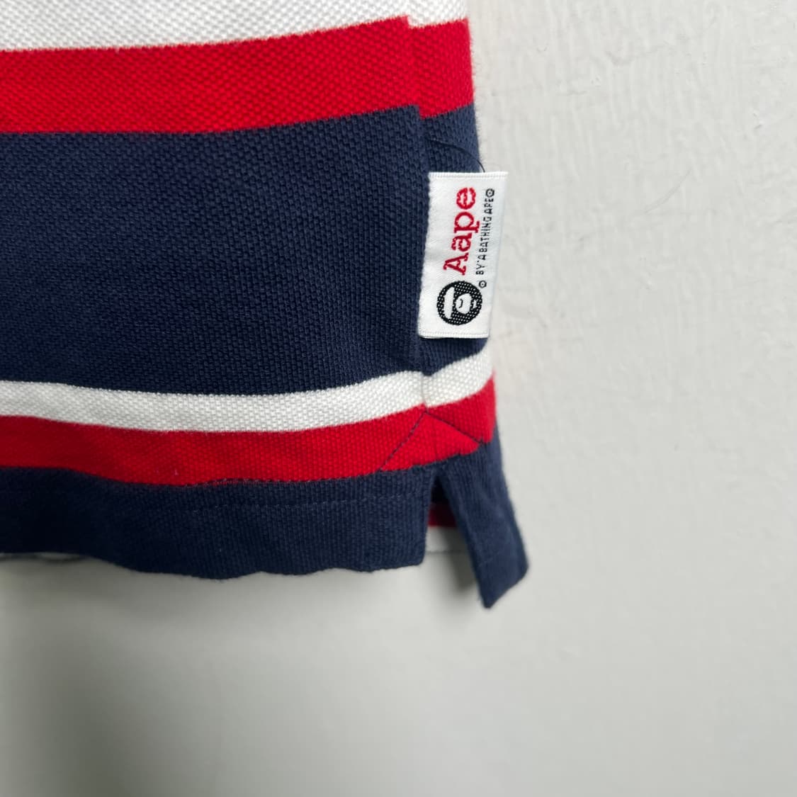Aape 베이프 스트라이프 반팔 폴로 셔츠 L 상품이미지8