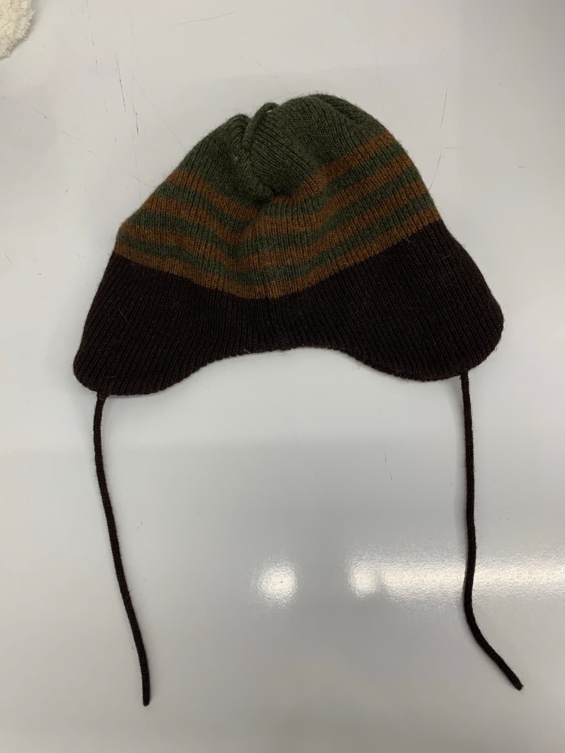 카키 스트라이프 이어플랩 비니 상품이미지4