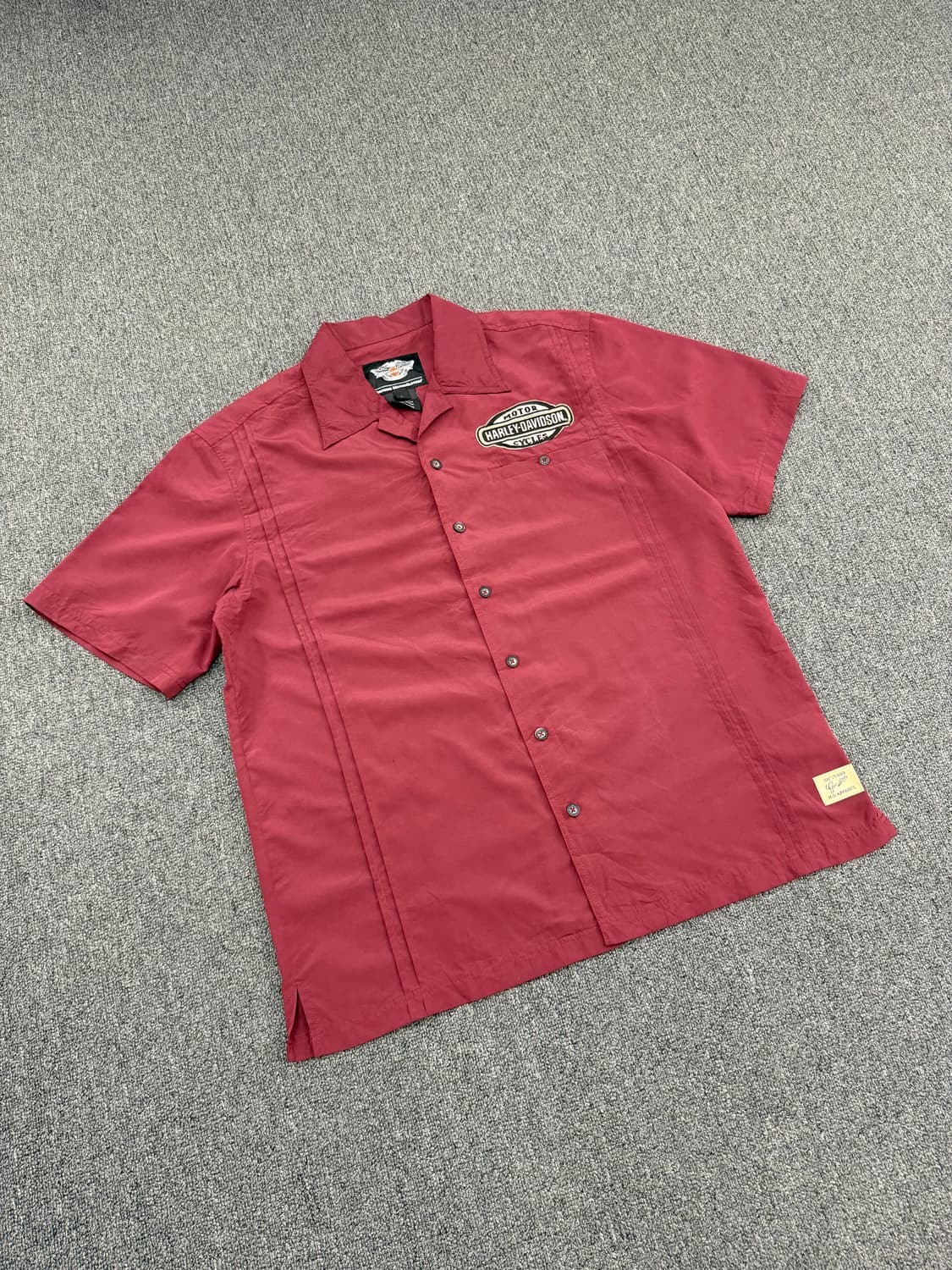 L)할리데이비슨 빈티지 자수 버건디 반팔 셔츠 상품이미지1