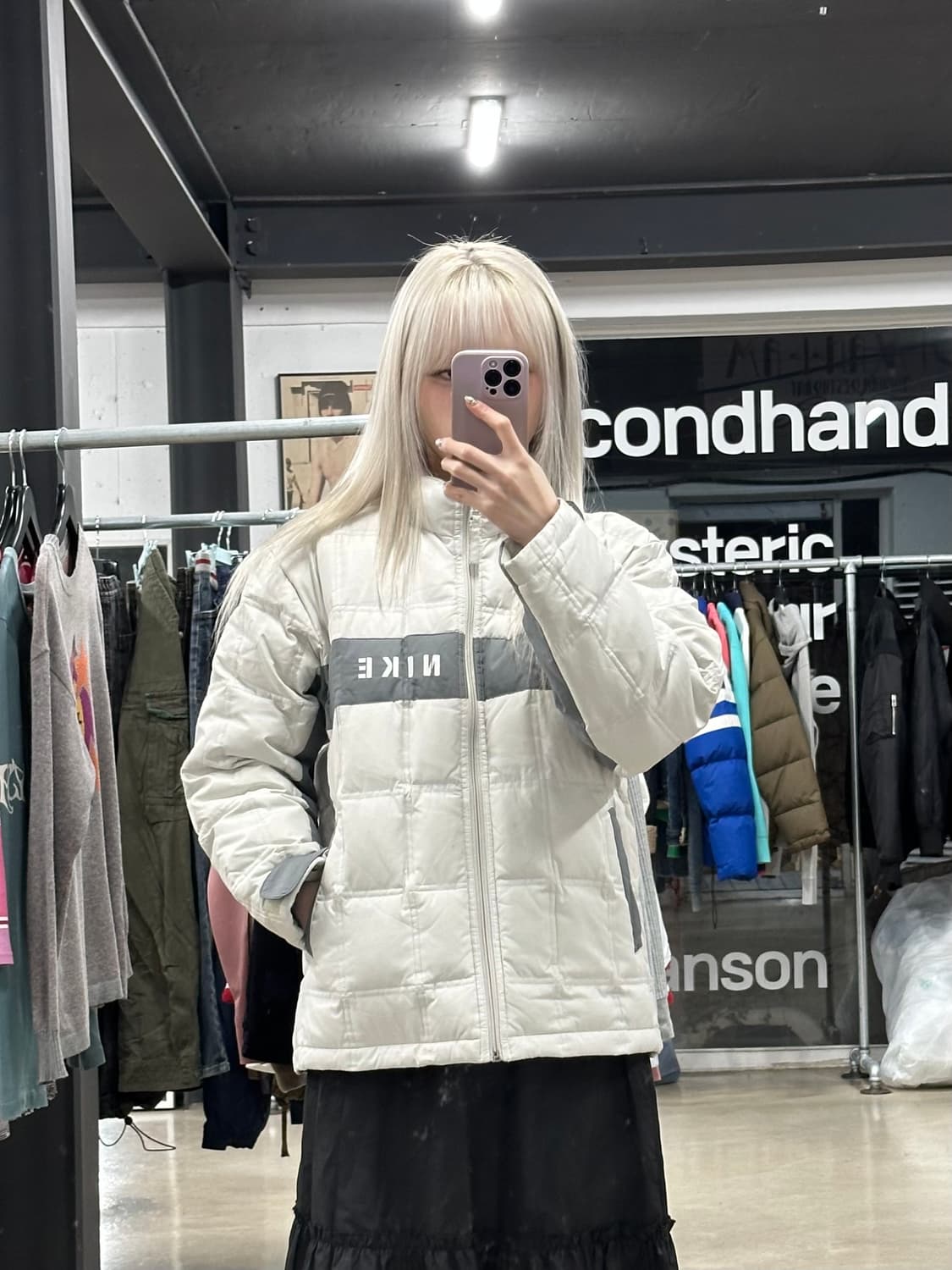 나이키 화이트 퀄팅 패딩 자켓 상품이미지1