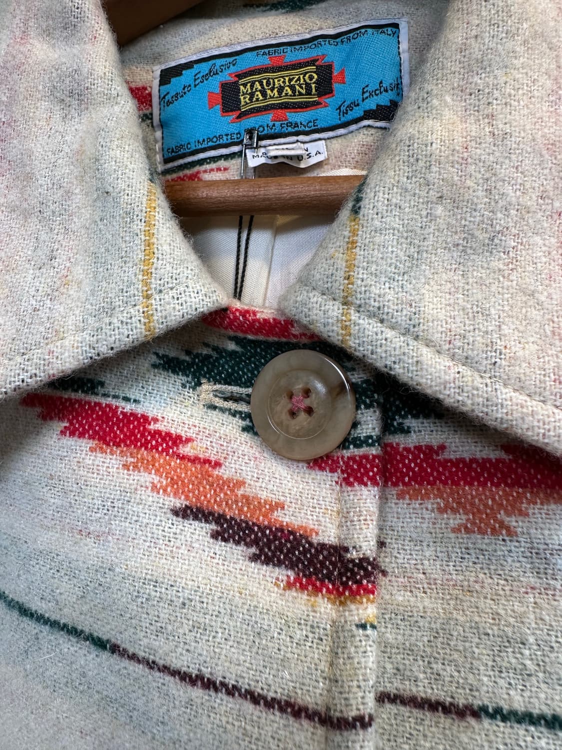 90s Maurizio Ramani 울 아즈텍 웨스턴 코트  상품이미지5