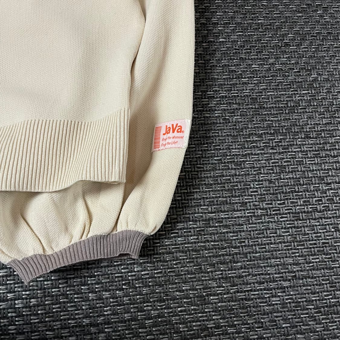 JPN 크림 투톤 라운드넥 긴팔 니트 M 상품이미지5