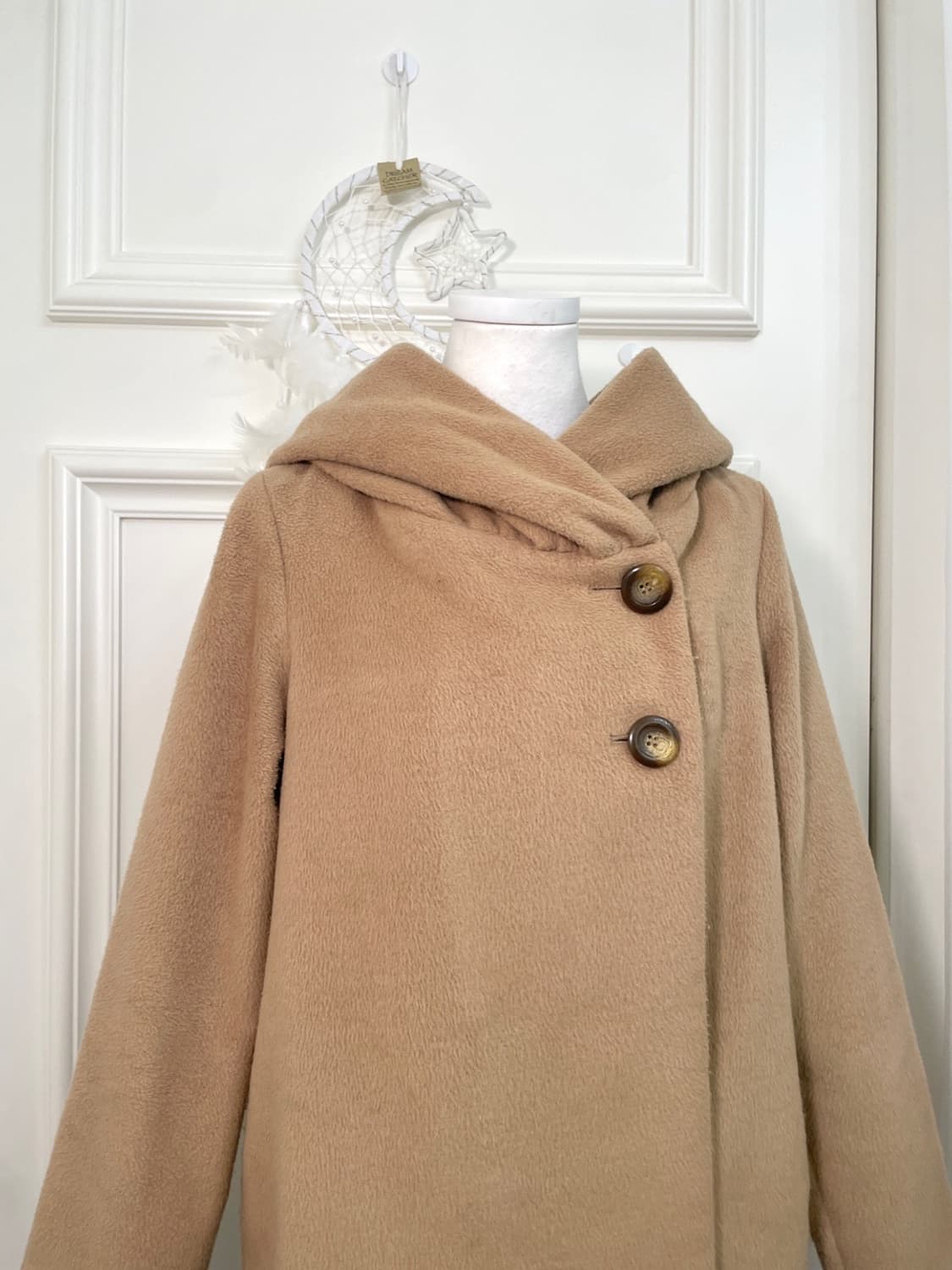 beige two-button hoodie basic coat 상품이미지5