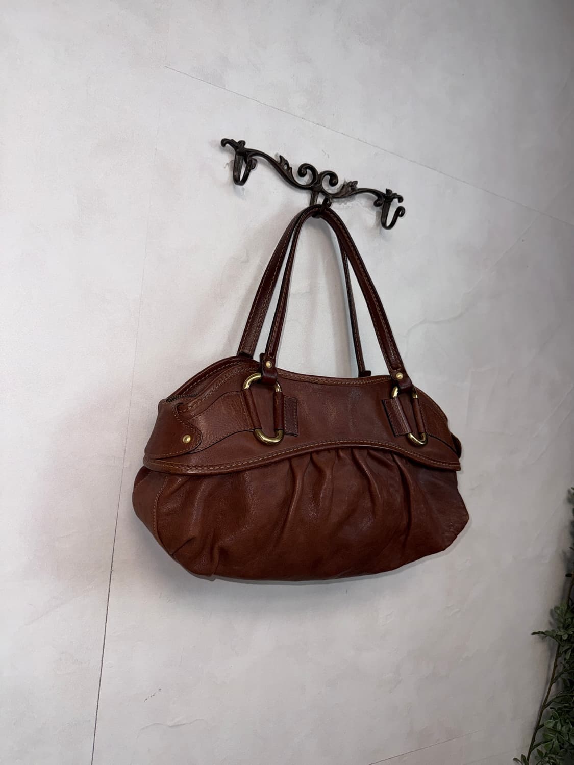 Mila schon brown shirring leather 토트백 상품이미지2