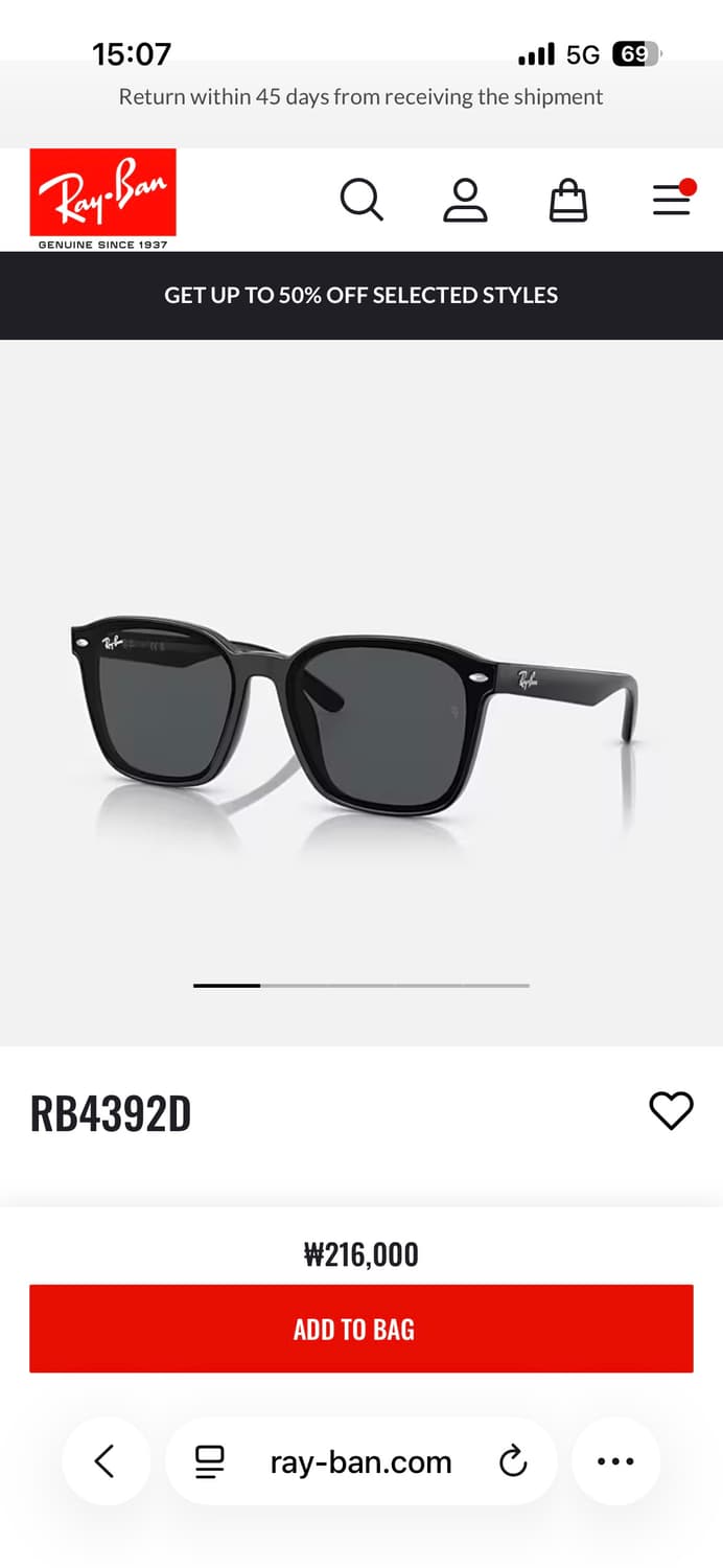 레이밴 RB4392D 폴리쉬드 다크 프레임 상품이미지1