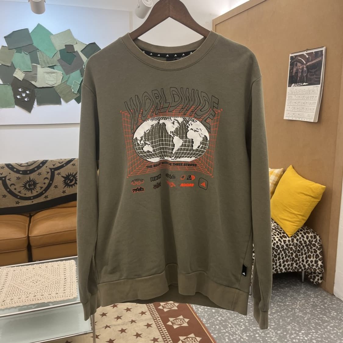 아디다스 올드스쿨 빈티지 스트릿 힙합 말차카키 맨투맨 XL C09772 상품이미지3