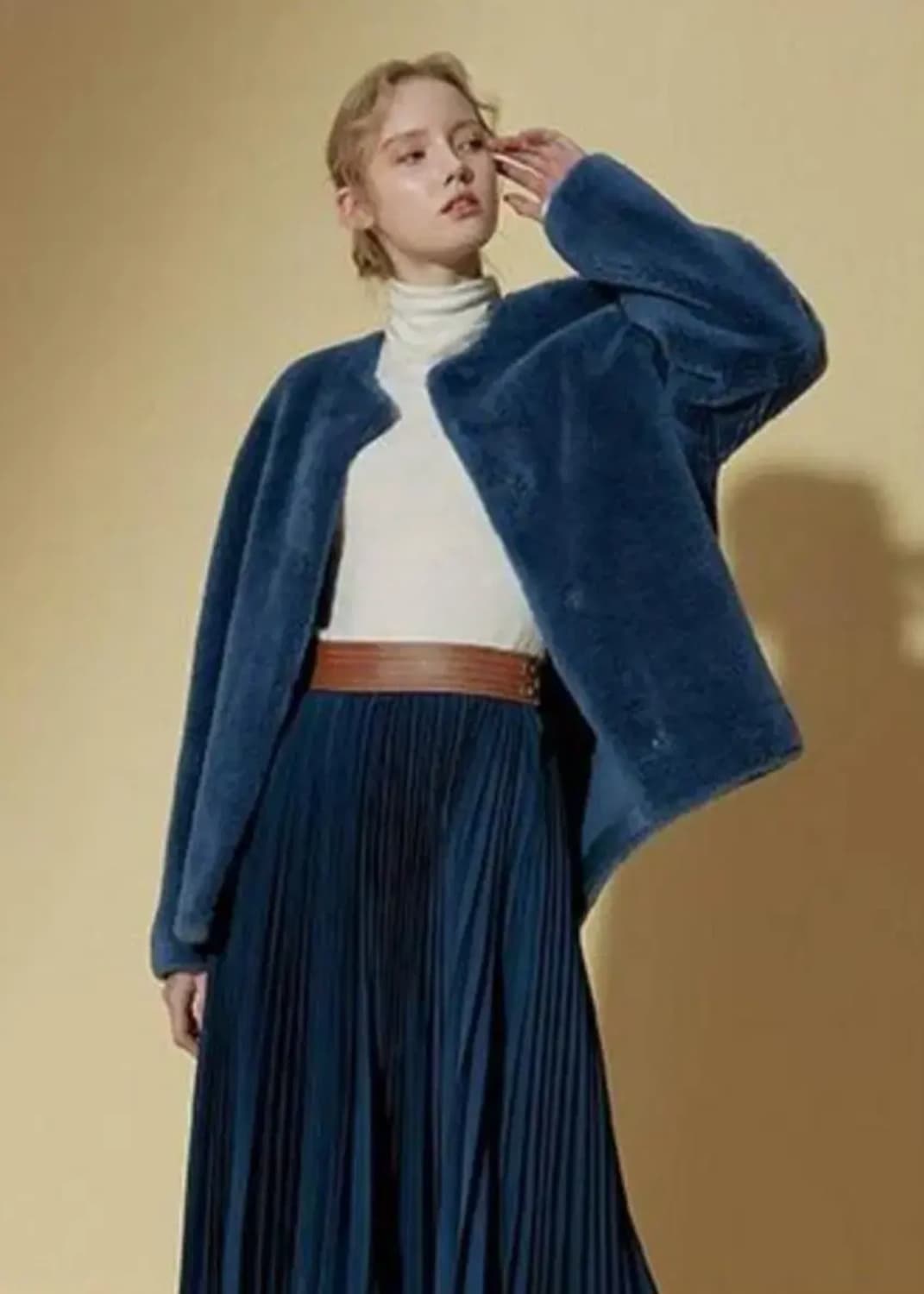 씨티지 호주산 양모100 리버시블 하프코트 / 프리 상품이미지5