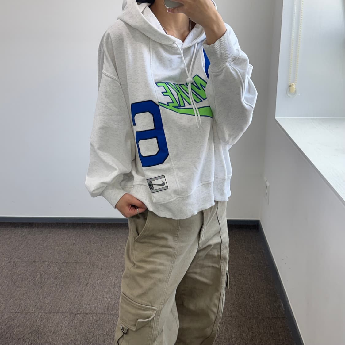 Nike 나이키 그린로고 크롭 멜란지 후드티 상품이미지2