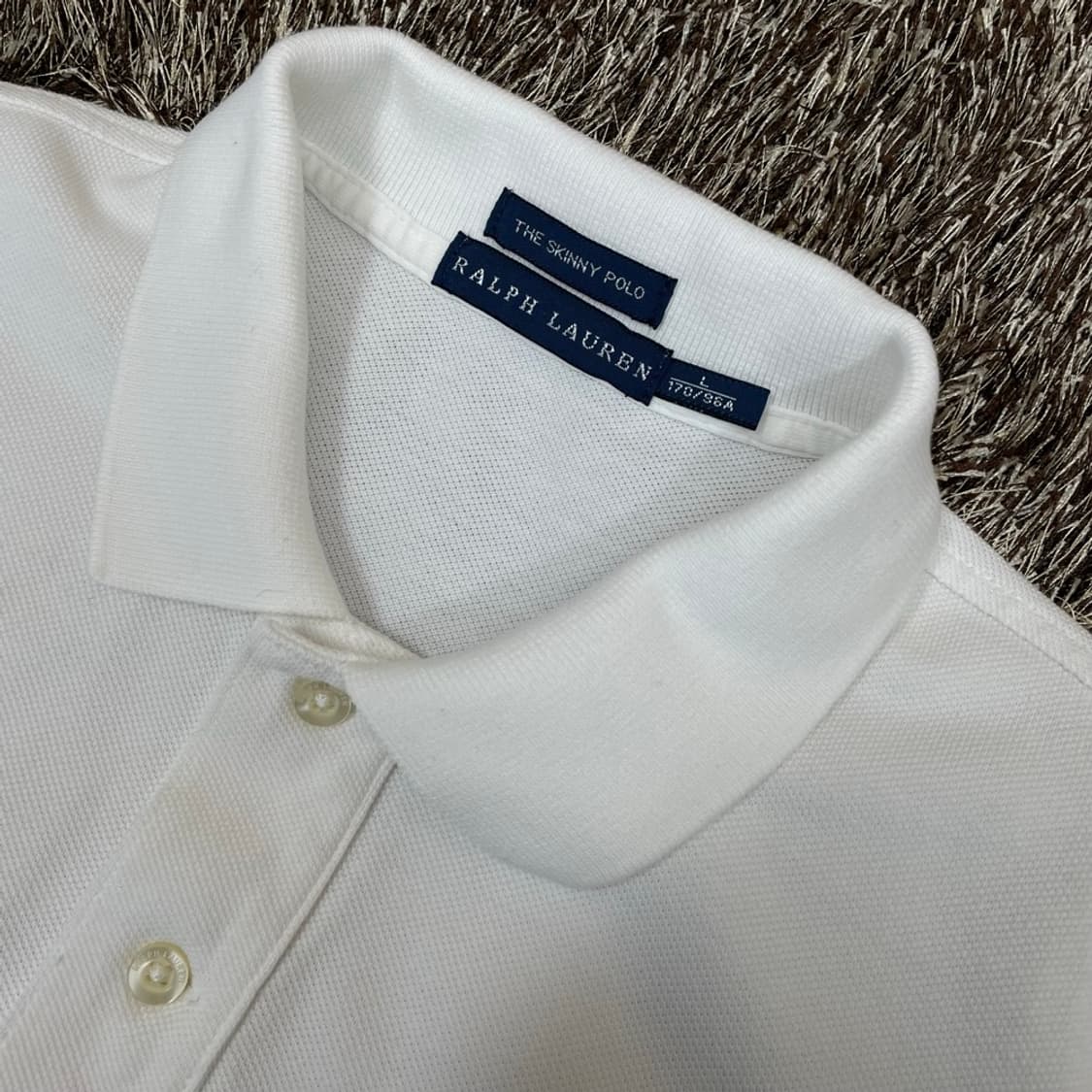 랄프로렌 Ralph Lauren 화이트 스키니핏 반팔 카라티 L 상품이미지2