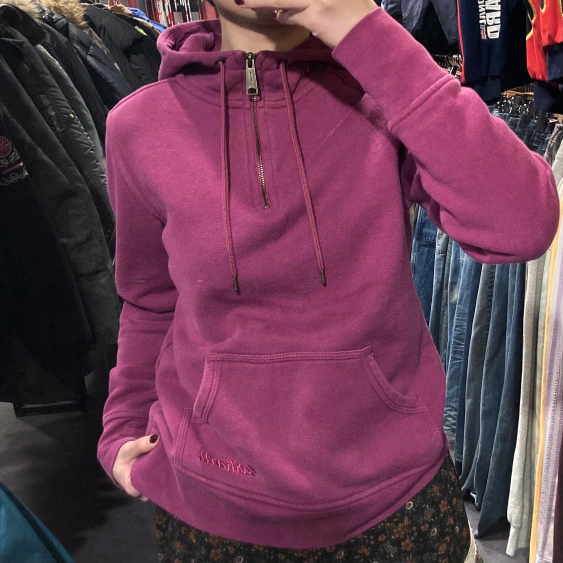 [IM] 칼하트 하프집업 후드티 마젠타 핑크 상품이미지1