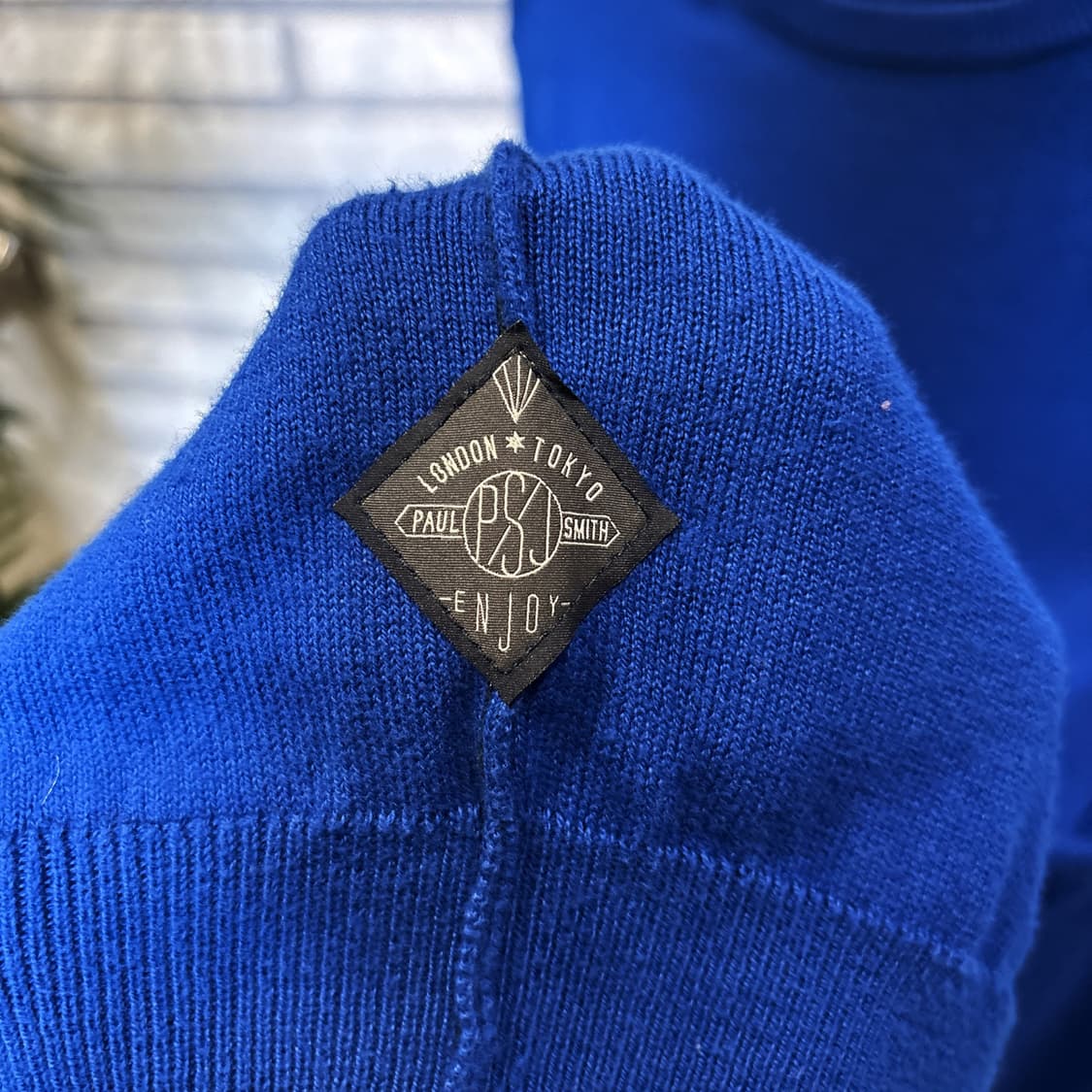 폴스미스 미니멀 크루넥 코튼 니트 스웨터 리버스 스티치 디테일 블루 상품이미지6