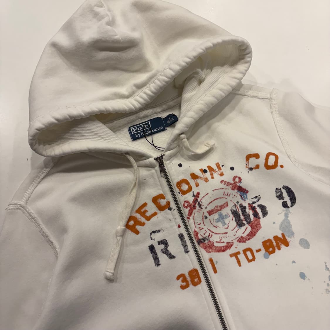 [M] 폴로 랄프로렌 화이트 빈티지 프린팅 후드집업 B825 상품이미지3