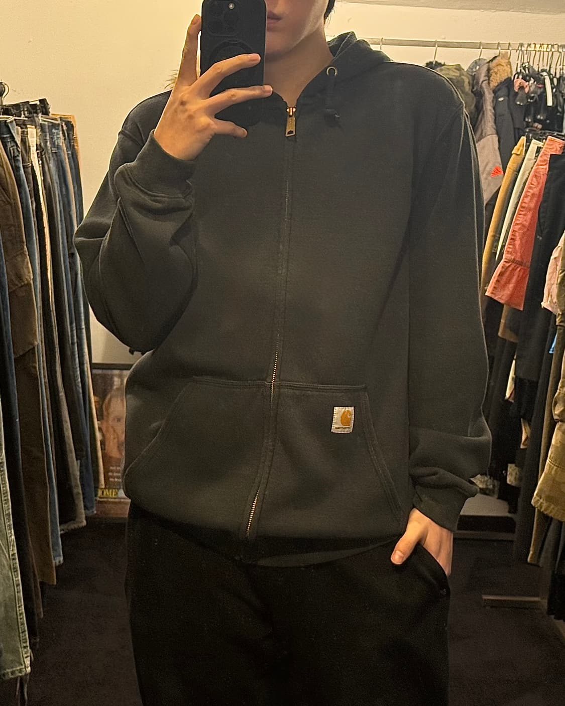 칼하트 후드 후디 스웻 집업 남색 네이비 M 95 오버핏 기모 워크 블랙 상품이미지1