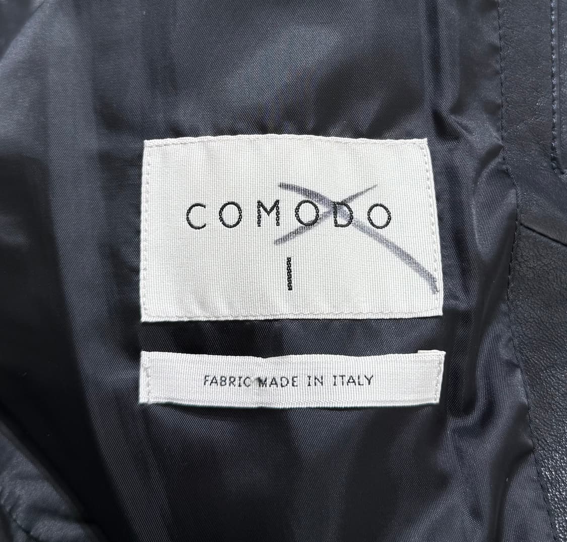 코모도 바코드 프린팅 카우 레더 자켓 상품이미지4