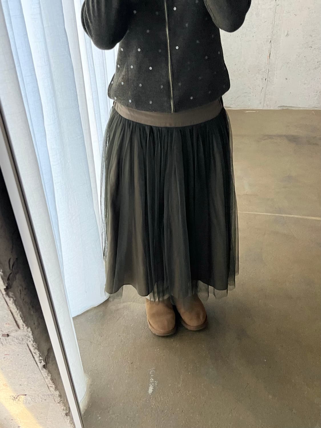 레이어드 튤 스커트 올리브 그린 상품이미지6