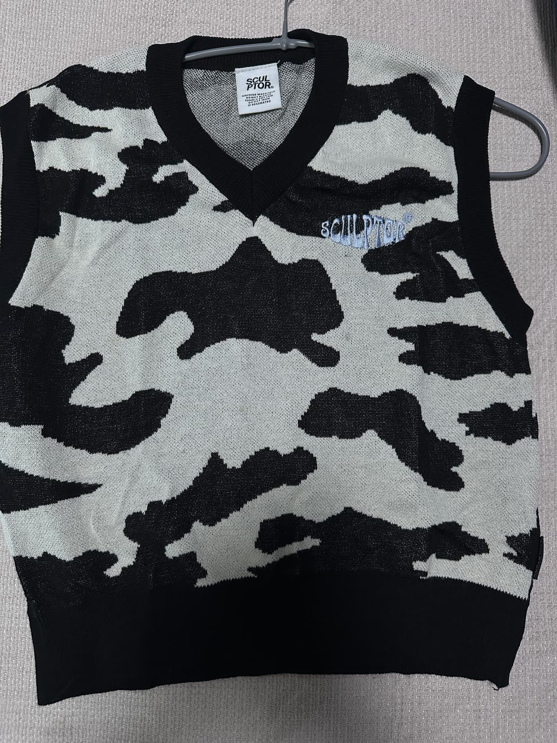 스컬프터 Moo Knit Vest Light Ivory/Black 상품이미지2