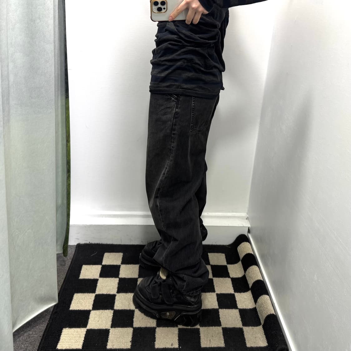 유니클로 흑청 와이드 팬츠 상품이미지3