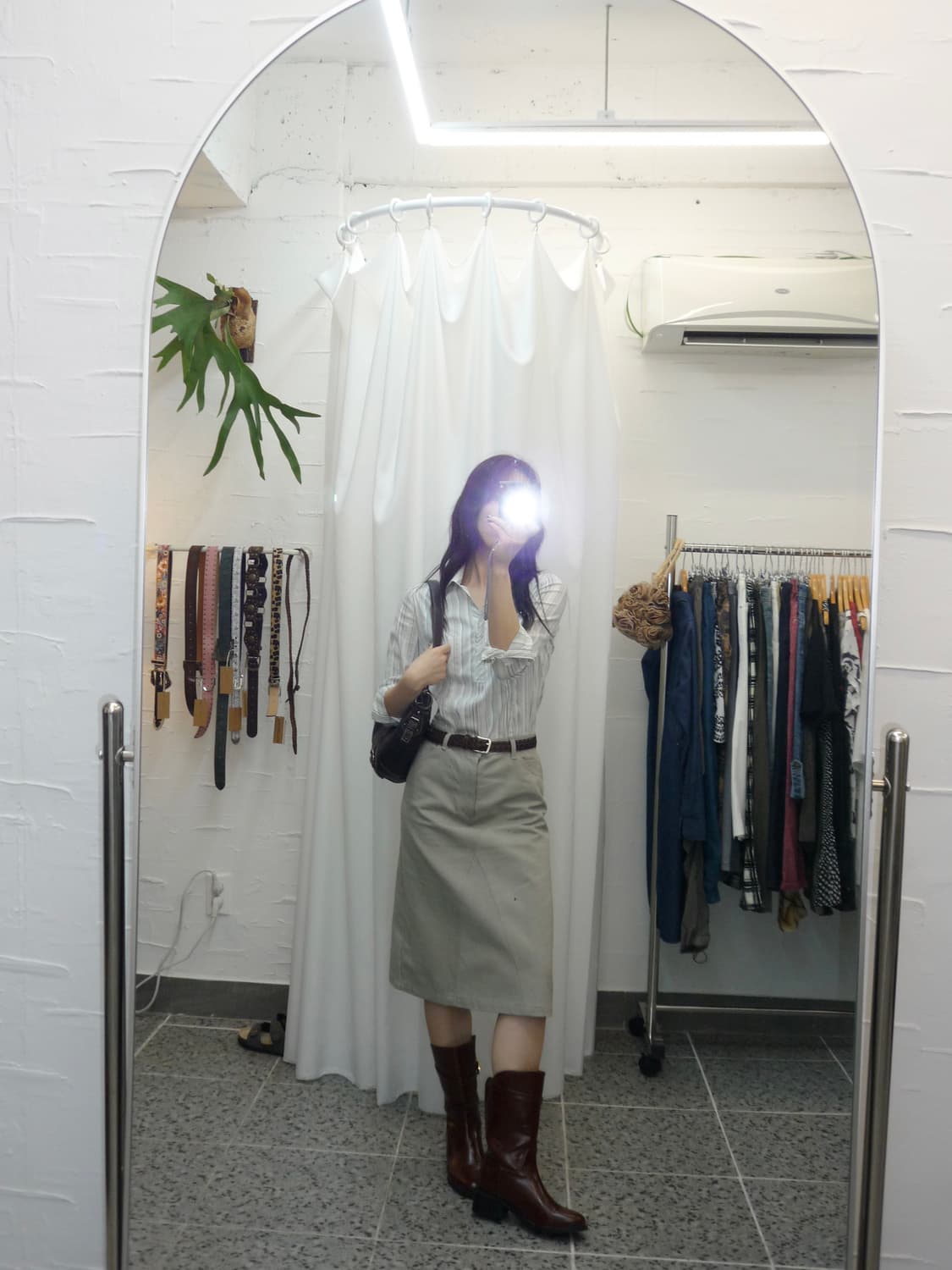 Light grey A line skirt 상품이미지2