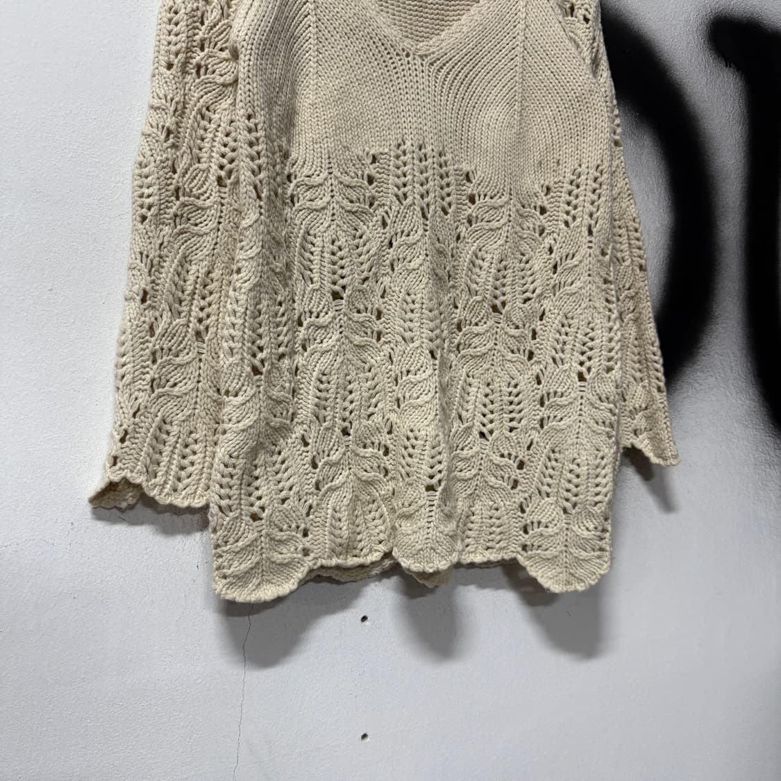 VTG 빈티지 모리 아이보리 펀칭 꽈배기 니트 상품이미지4