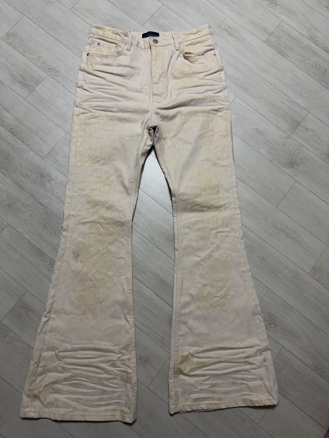 [2] 언더마이카 벨벳 플레어 바지 진 아이보리 상품이미지2