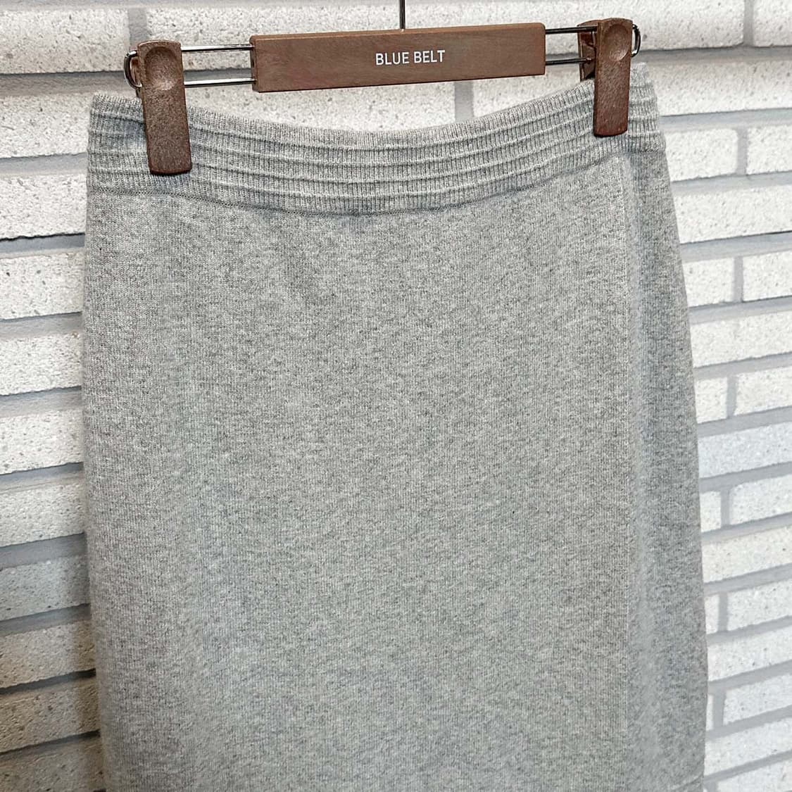JPN VINTAGE 미디 앙고라 니트 스커트 슬릿 트임 디테일 그레이 상품이미지4
