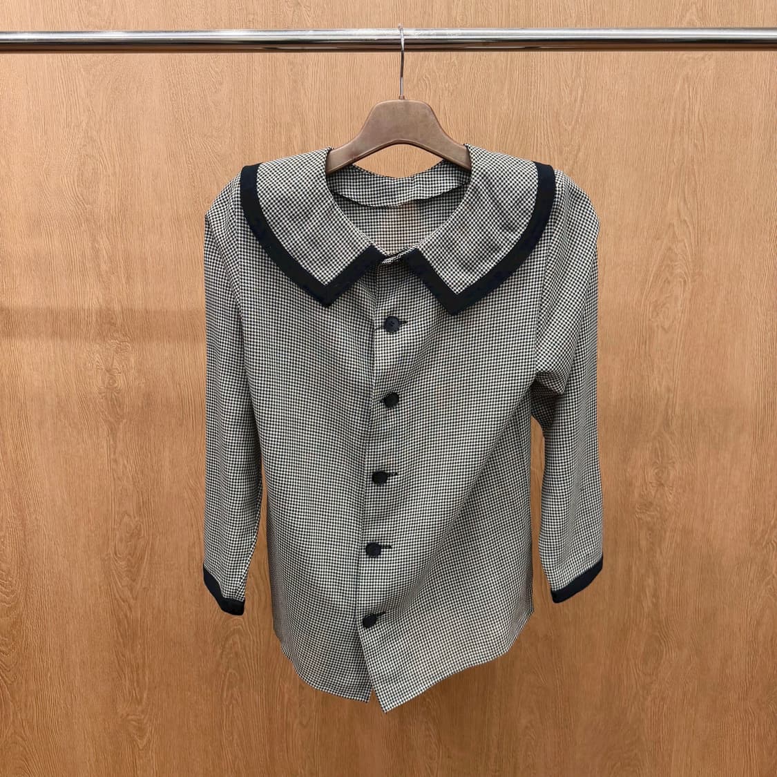 입생로랑 가디건 빅카라 하운드 투스 패턴 디테일 레귤러핏 블랙 화이트 상품이미지2