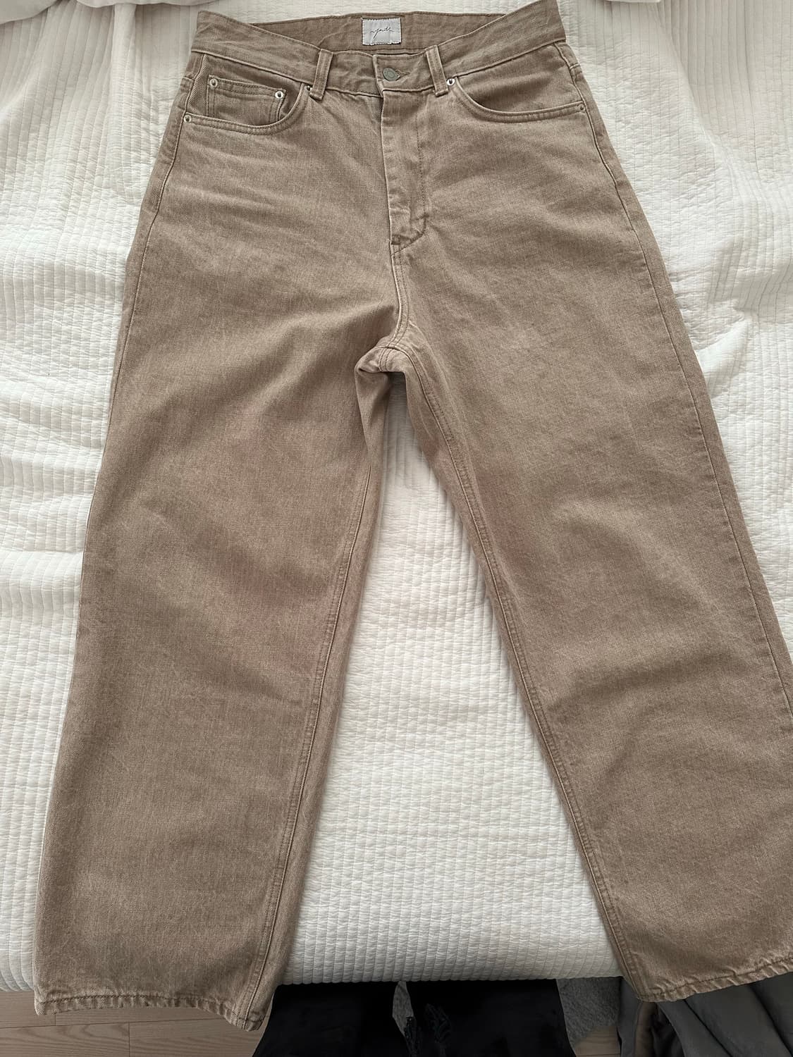 [M]유스 와이드 데님 팬츠 샌드 베이지 상품이미지1