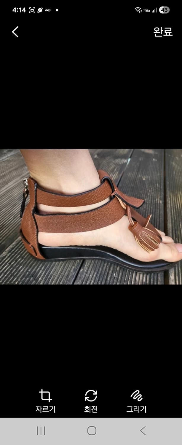 (새제품)데무 가죽 키높이 편안한 갈색 글래디 에이터 샌들225-235 상품이미지6