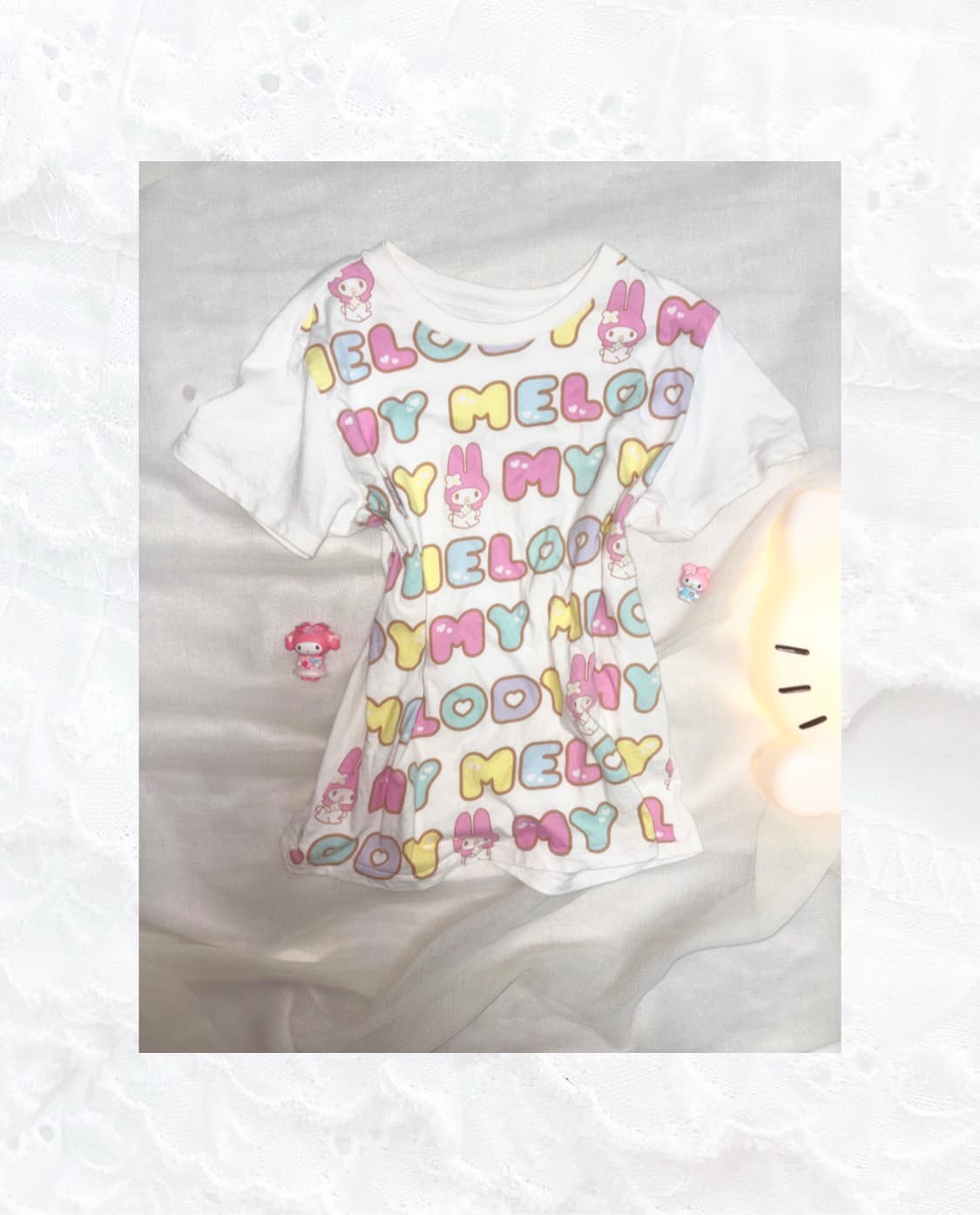 일본유니클로 마이멜로디 화이트 반팔 탑 상의 상품이미지1