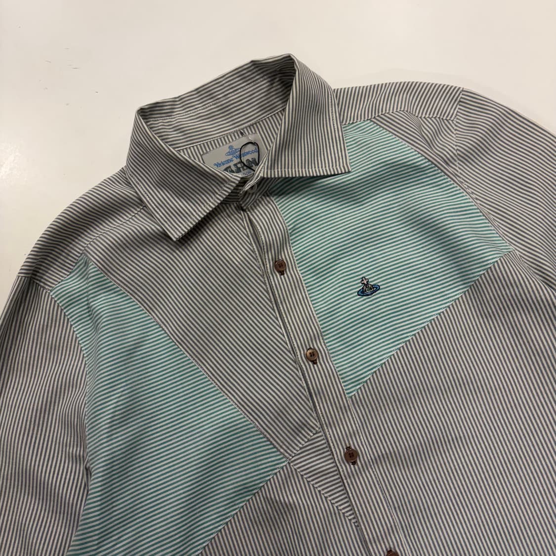 [L] 비비안웨스트우드 패치워크 스트라이프 셔츠 B423 상품이미지3