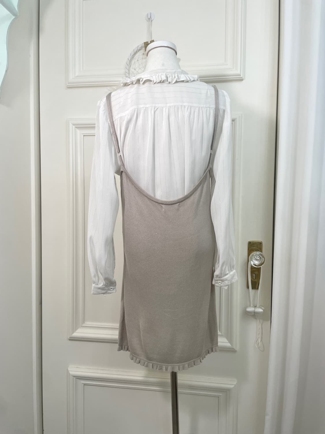 white silver glitter shirring point blou 상품이미지3