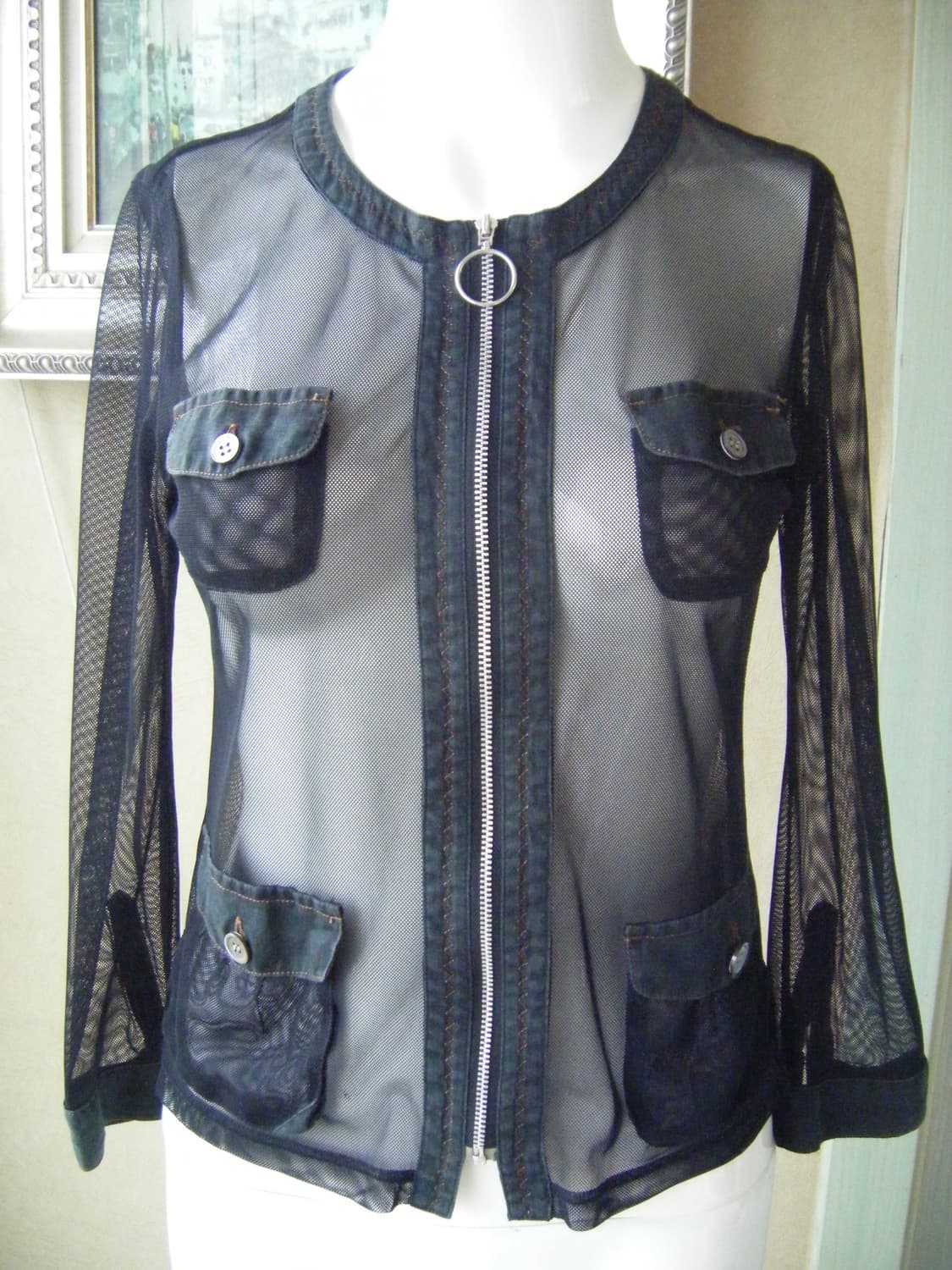 [C.E.C.I.O] Mesh See-through Zip Jacket 상품이미지1