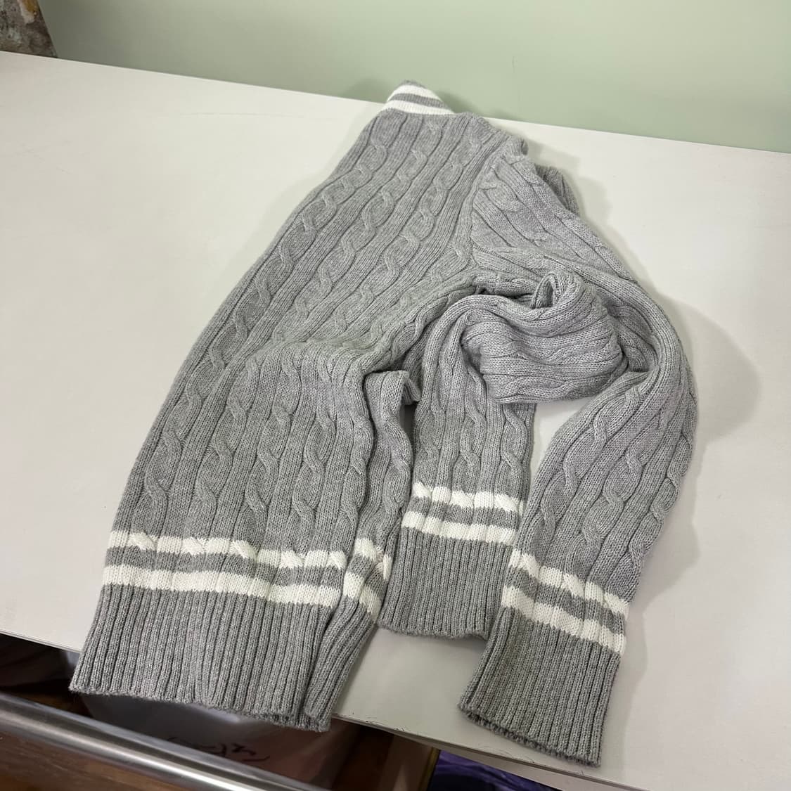 우먼S 폴로 로렌랄프로렌 그레이 브이넥 꽈배기면니트 상품이미지5