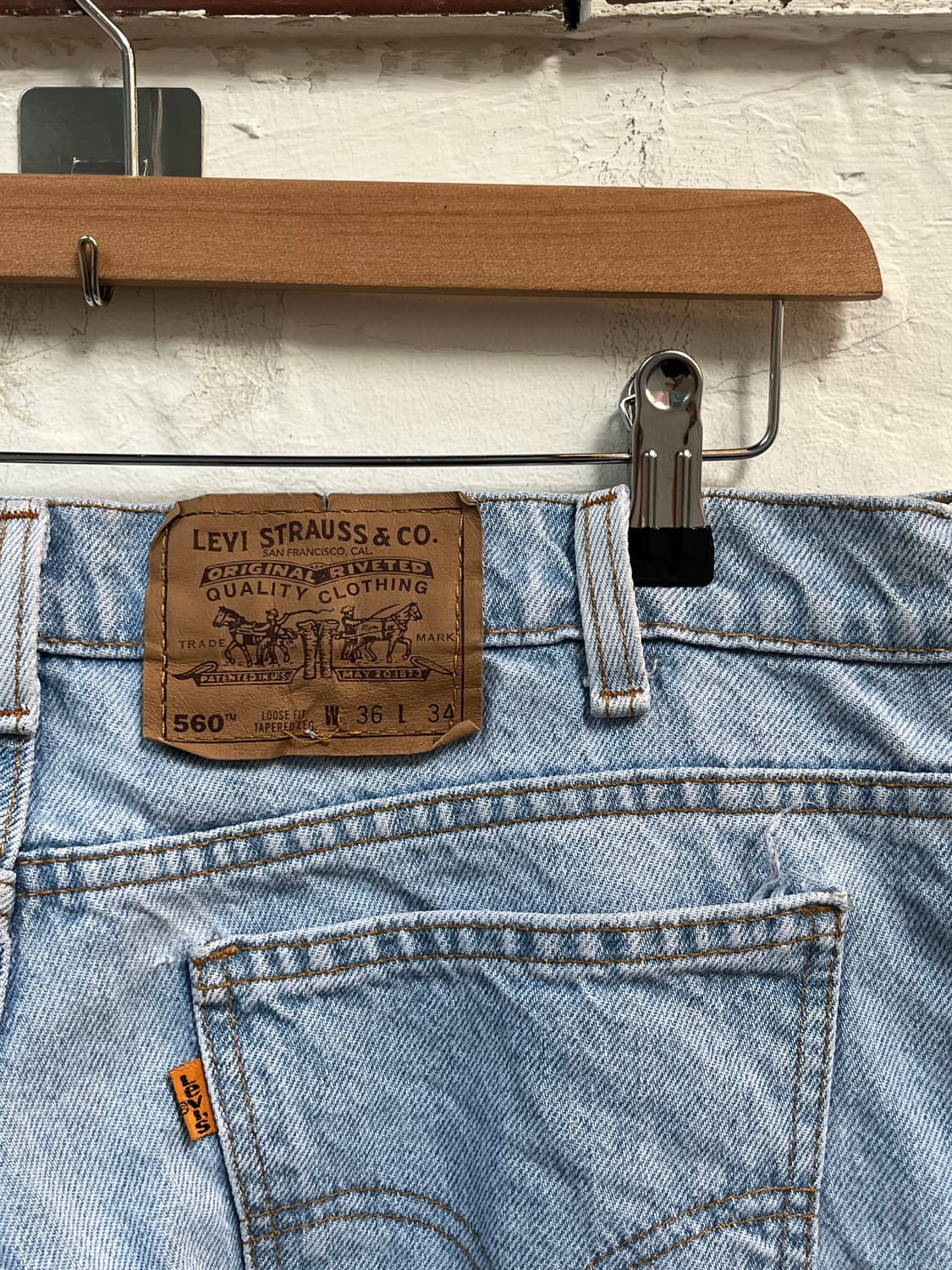 Levis 560 오렌지탭 루즈 테이퍼드 워싱 데님 팬츠 36x34 상품이미지5