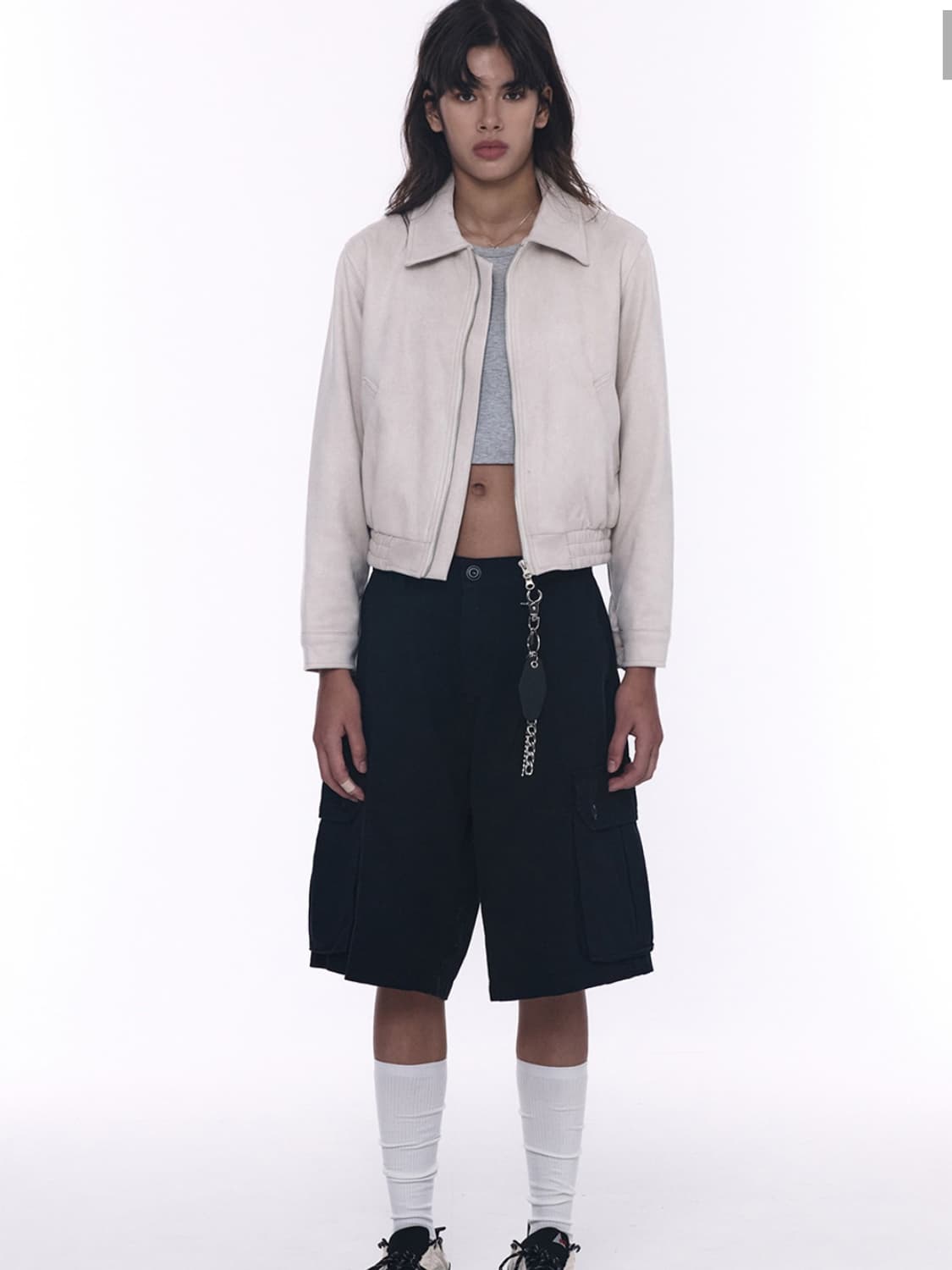 플레이스스튜디오 투웨이 블루종 스웨이드 밴딩 점퍼 자켓 [아이보리] 상품이미지2