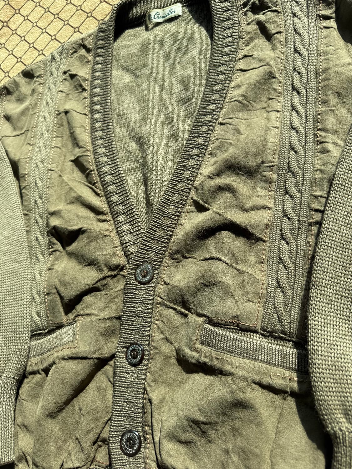 빈티지 레더 디테일 가디건 상품이미지3