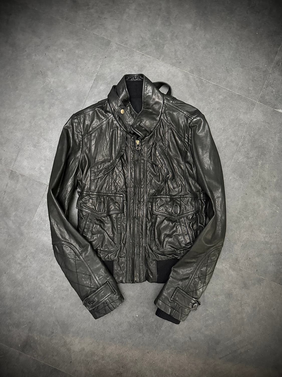 Real leather stitch jacket 상품이미지3