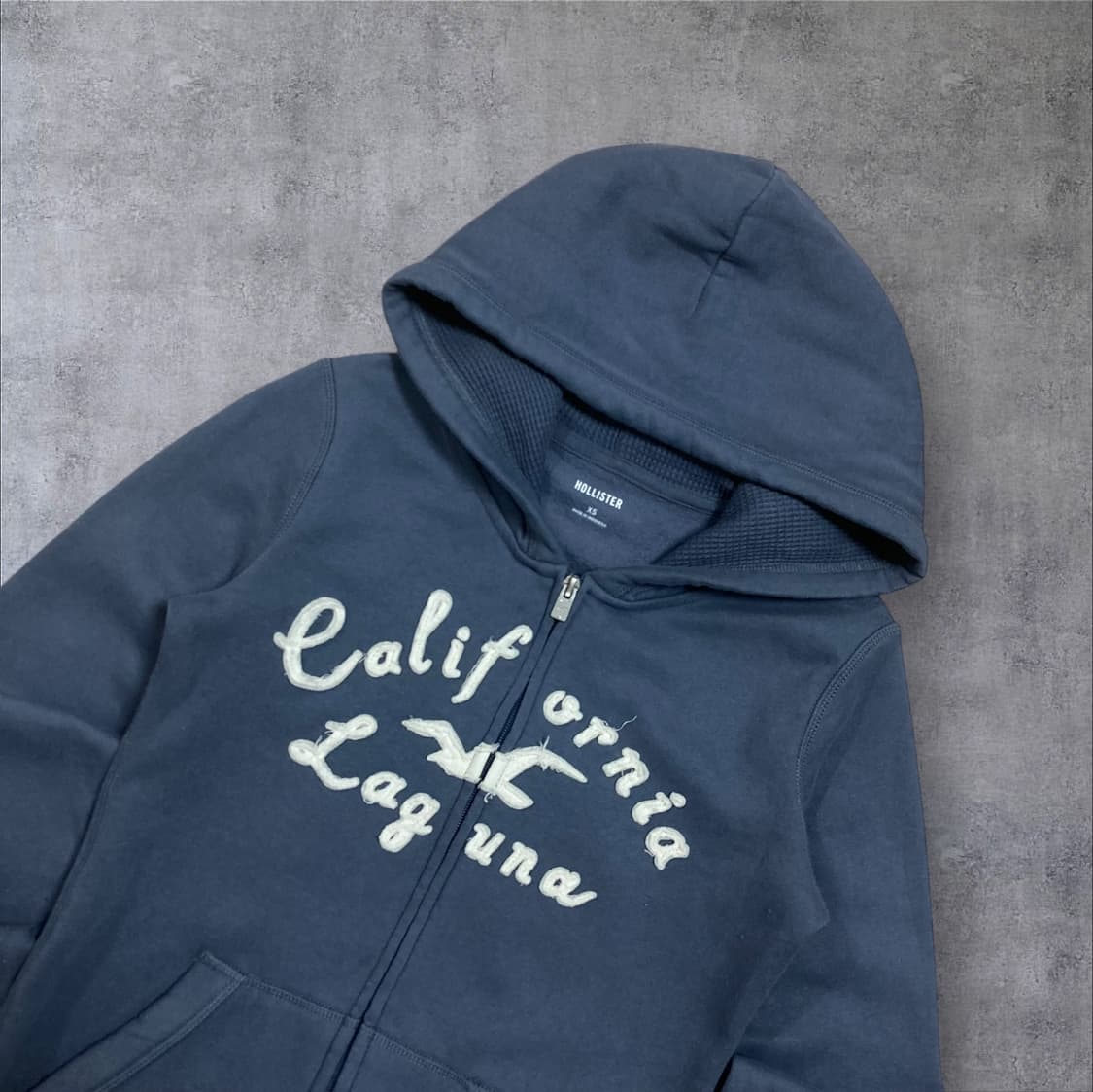 홀리스터 y2k 빅로고 네이비 블루 후드 집업 상품이미지2