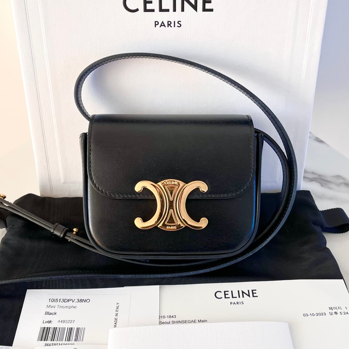 [S급/정품] 셀린느 미니 클로드 샤이니 블랙 크로스백 가방 상품이미지1