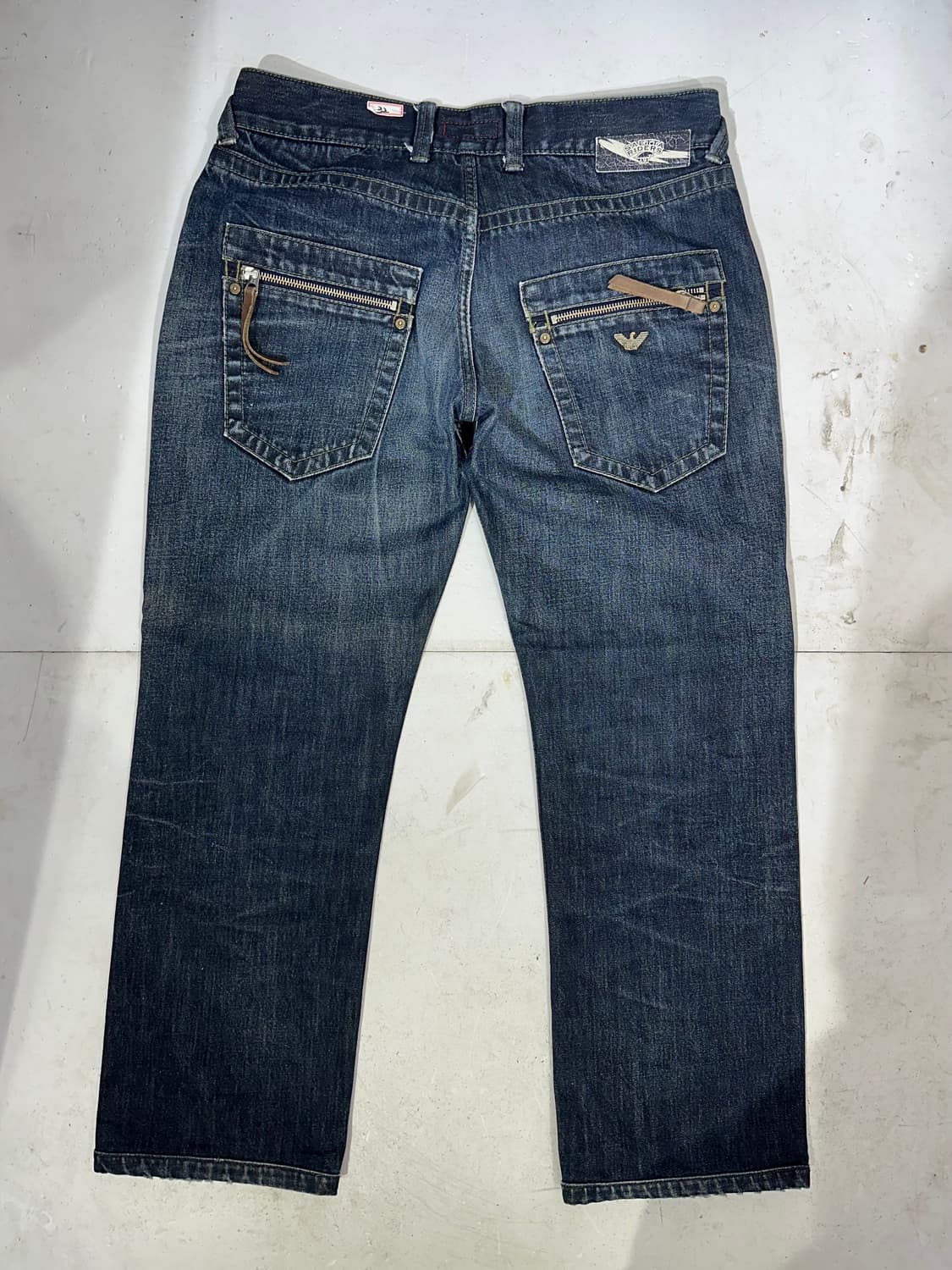 아르마니 진청 알마니 진스 데미지 워싱 와이드 데님 팬츠 청바지 32 상품이미지5