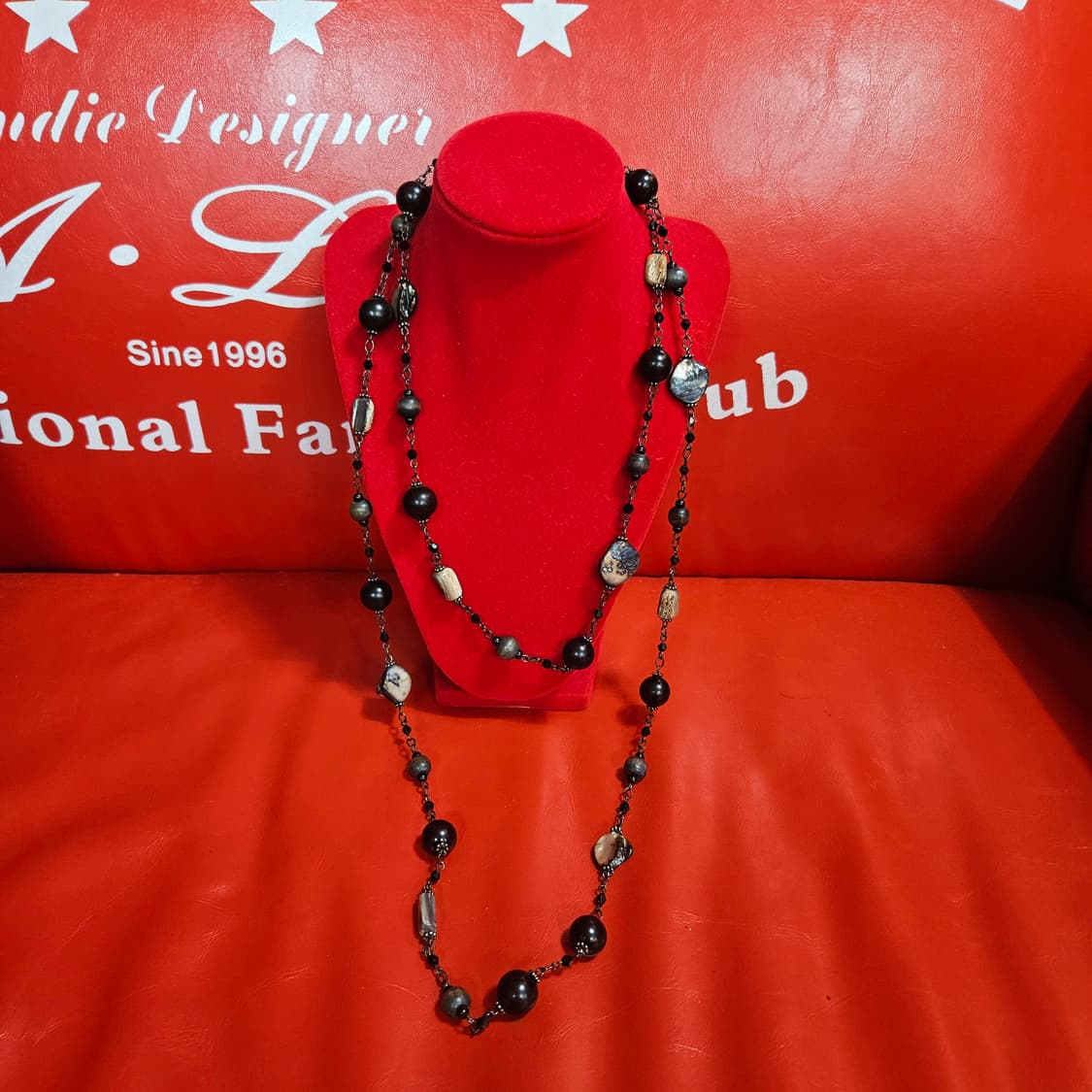 천연 흑 못난이 진주 롱 레이어드 네크리스 + 브로치  상품이미지1