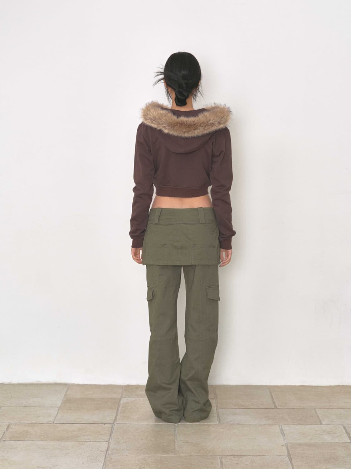 {정가 17.9} 비데블 스커트 레이어드 카고 팬츠 S - 카키 (택O) 상품이미지5