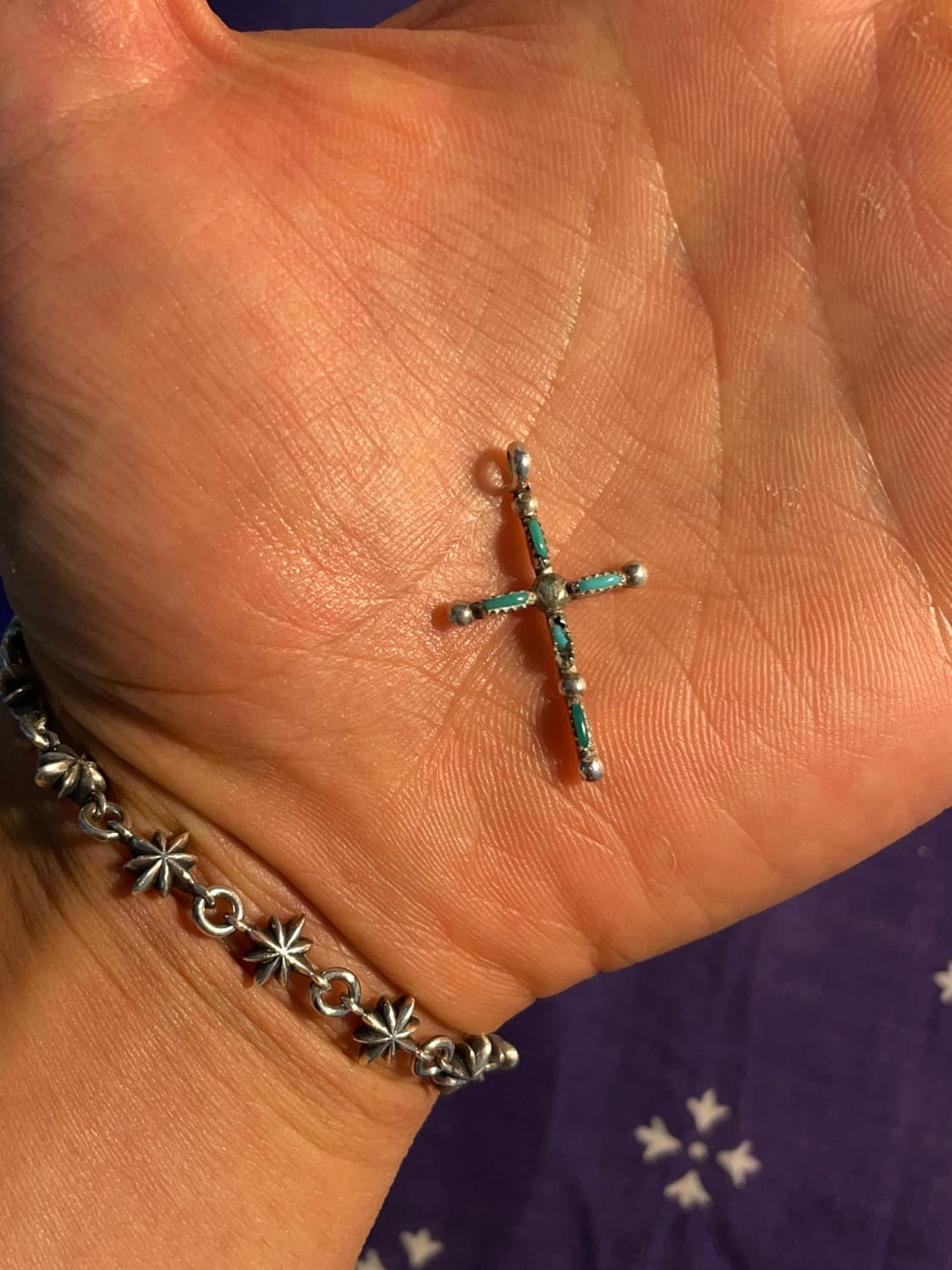 Vintage Sterling Turquoise Cross Pendant 상품이미지4