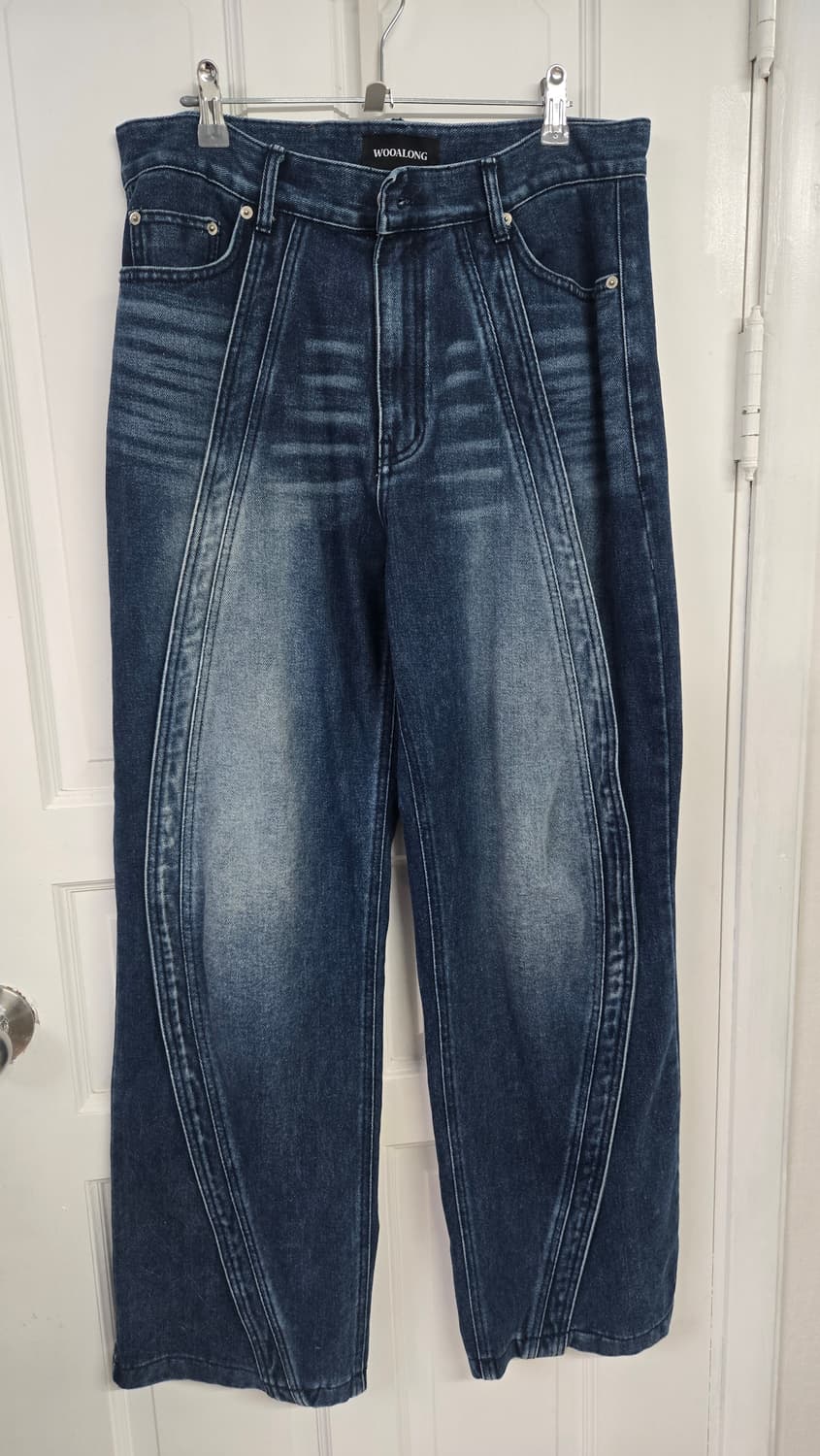 우알롱 커브드라인 스트레이트 데님팬츠 상품이미지1