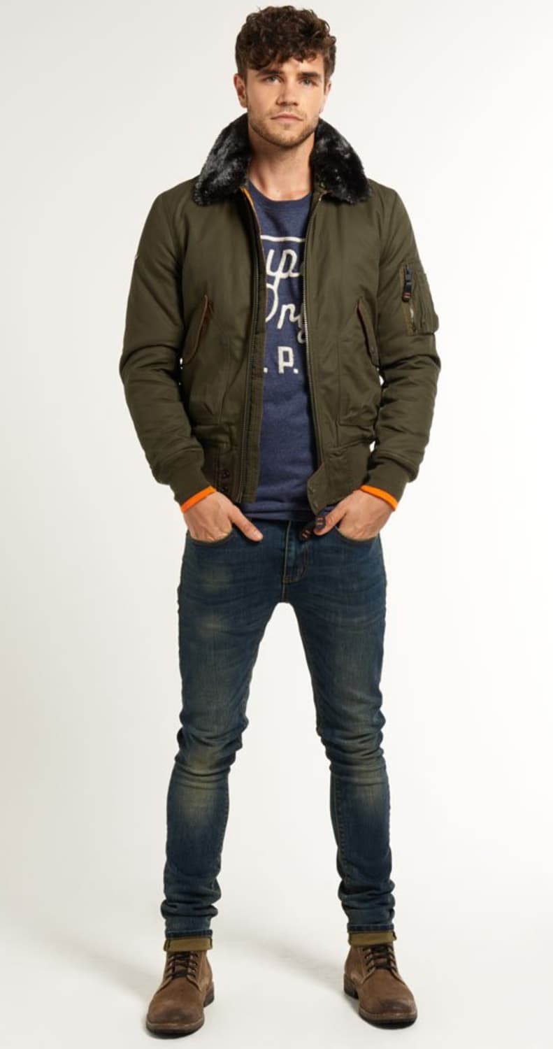 슈퍼드라이 퍼 카키색 cwu45p 봄버 자켓(xl) 상품이미지6