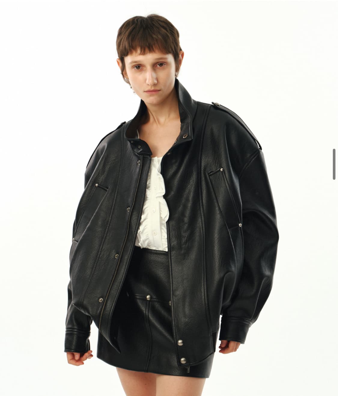 문선 4 Pocket Oversized 레더자켓 사이즈L 상품이미지1