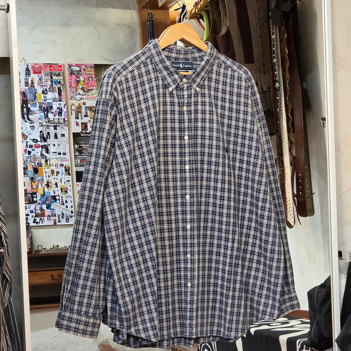 폴로 랄프로렌 네이비 체크 셔츠 상품이미지1
