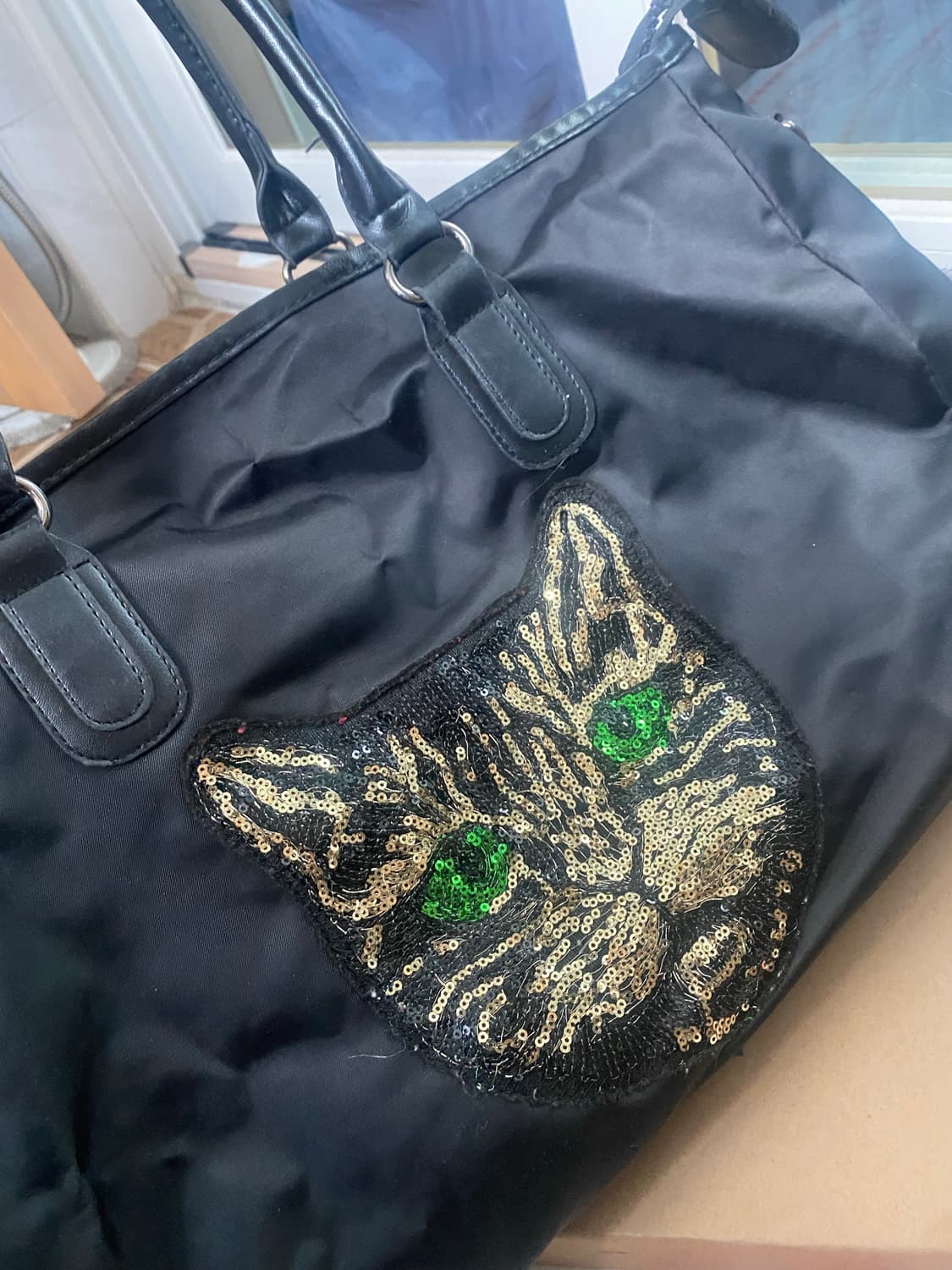 고양이 토트백 검정색 상품이미지2